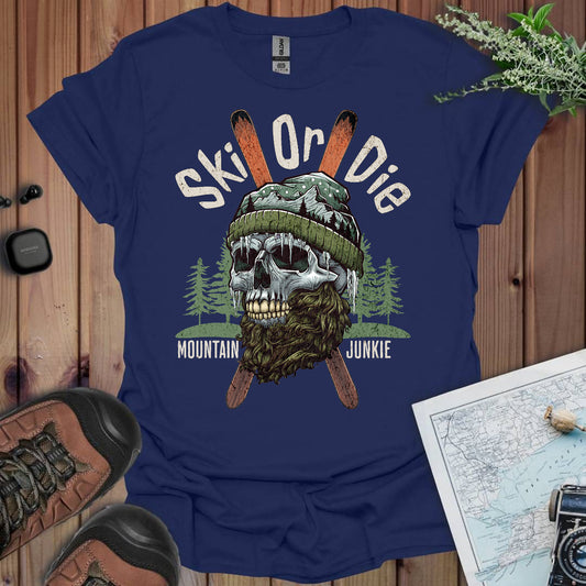 Ski Or Die Unisex Fit Soft T- Shirt Mountain Junkie Skull Tee Printify