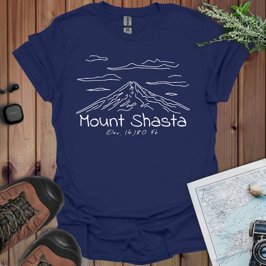 Mount Shasta Unisex Fit Soft T- Shirt Line Art Printify