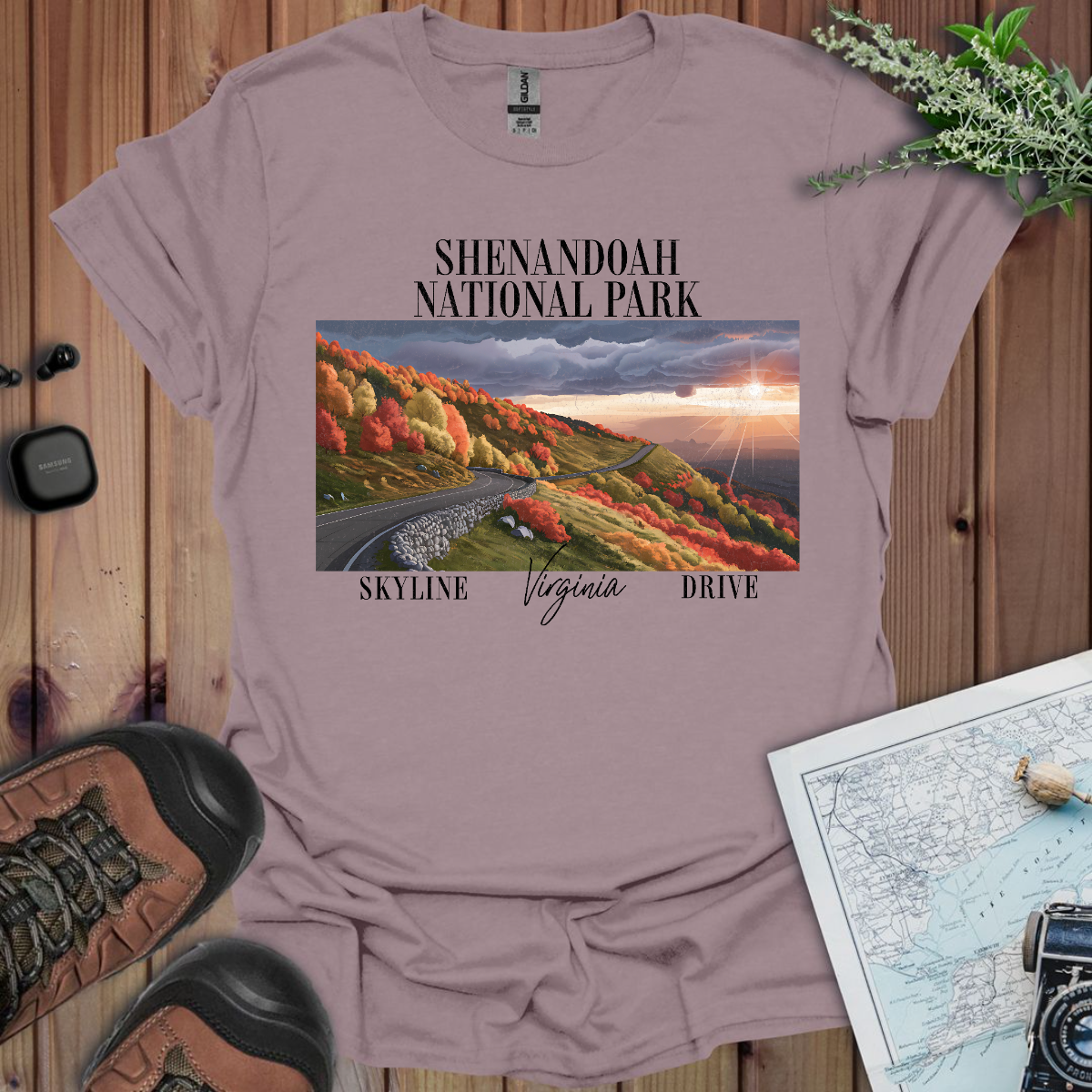 Shenandoah National Park Unisex Fit Soft T-Shirt Skyline Drive Postcard Printify