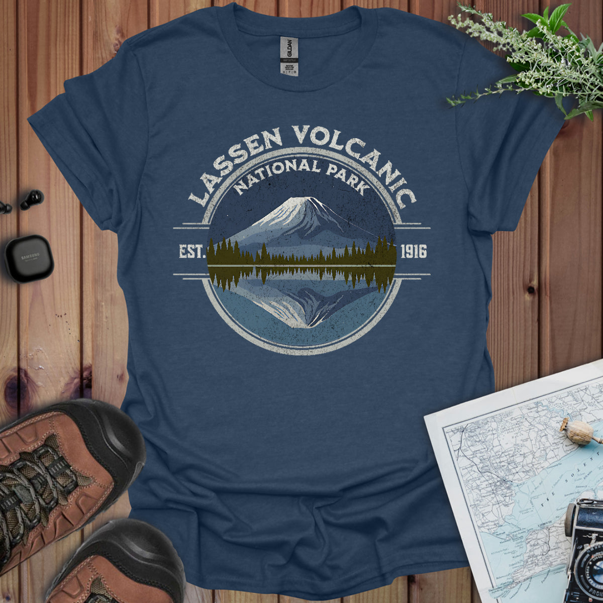 Lassen Volcanic National Park Unisex Fit Soft T- Shirt Reflective Lake Printify