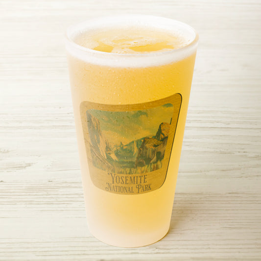 Yosemite National Park Frosted Pint Glass Scenic Valley Wood Sign teelaunch
