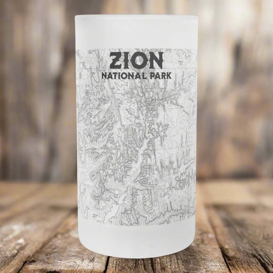 Zion National Park Topographic Frosted Mug Pint Glass - Park Service Apparel