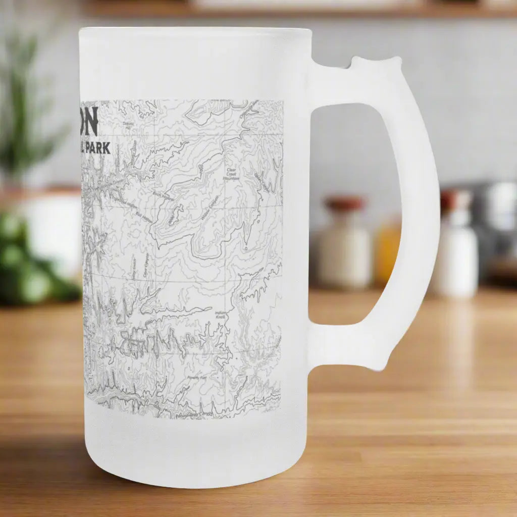 Zion National Park Topographic Frosted Mug Pint Glass - Park Service Apparel