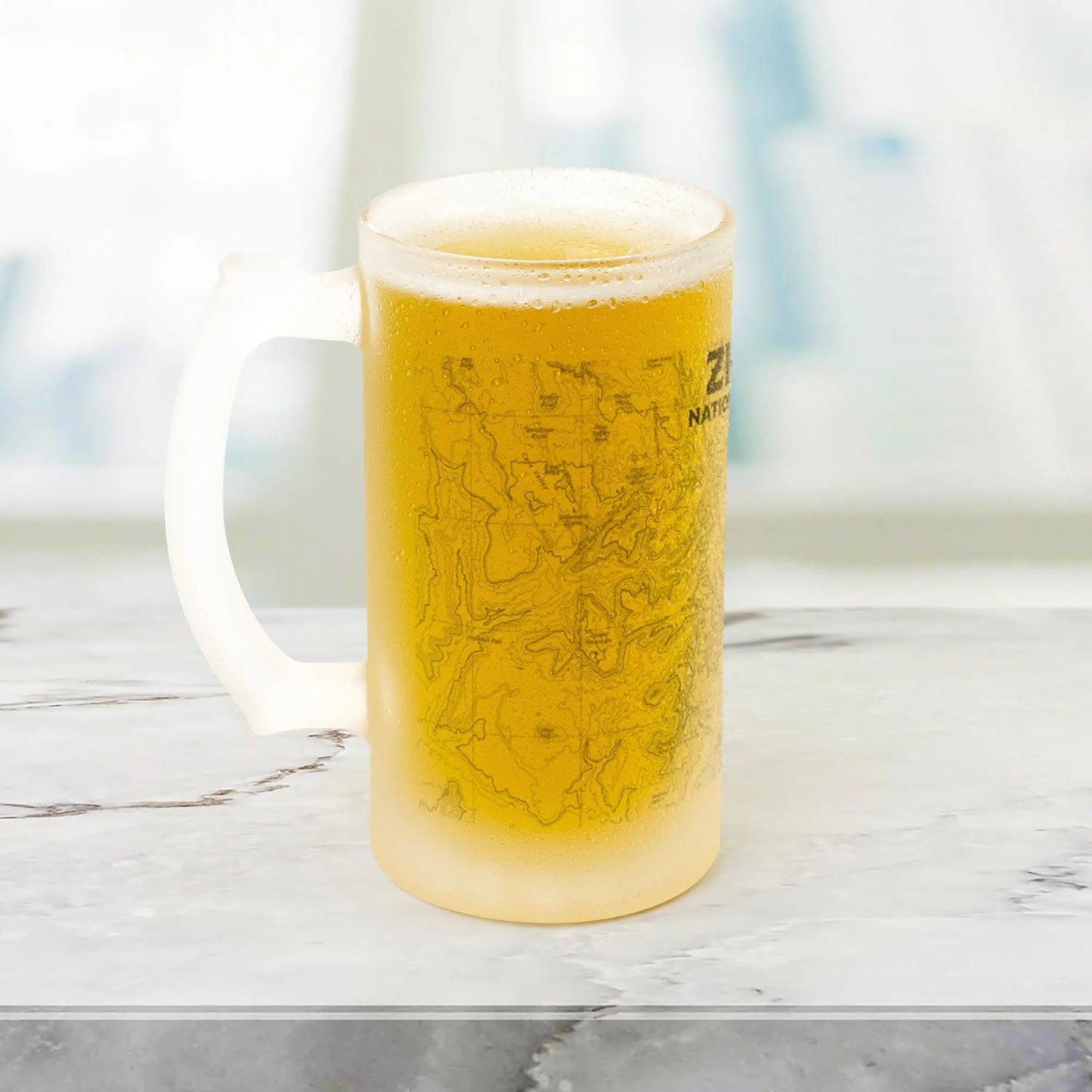 Zion National Park Topographic Frosted Mug Pint Glass - Park Service Apparel