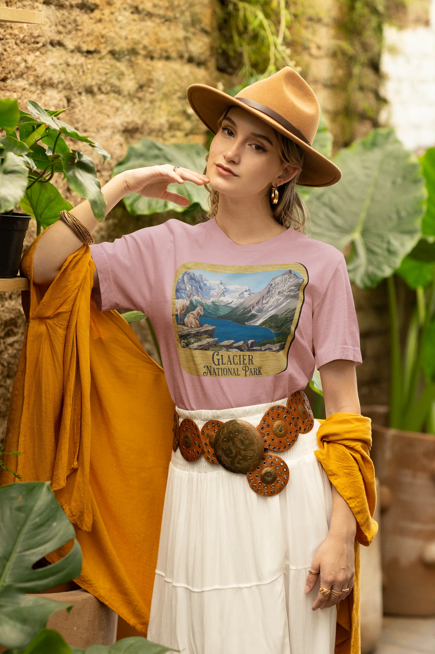 Glacier National Park Unisex Fit Short Sleeve T-Shirt Wood Sign - Park Service Apparel
