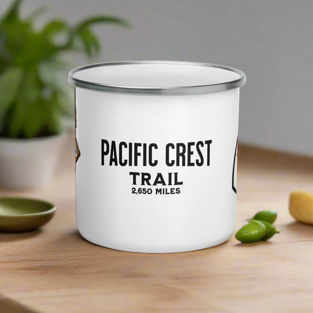 Pacific Crest National Scenic Trail Durable PCT Enamel Mug 12oz Wood Sign Distance Logo Park Service Apparel