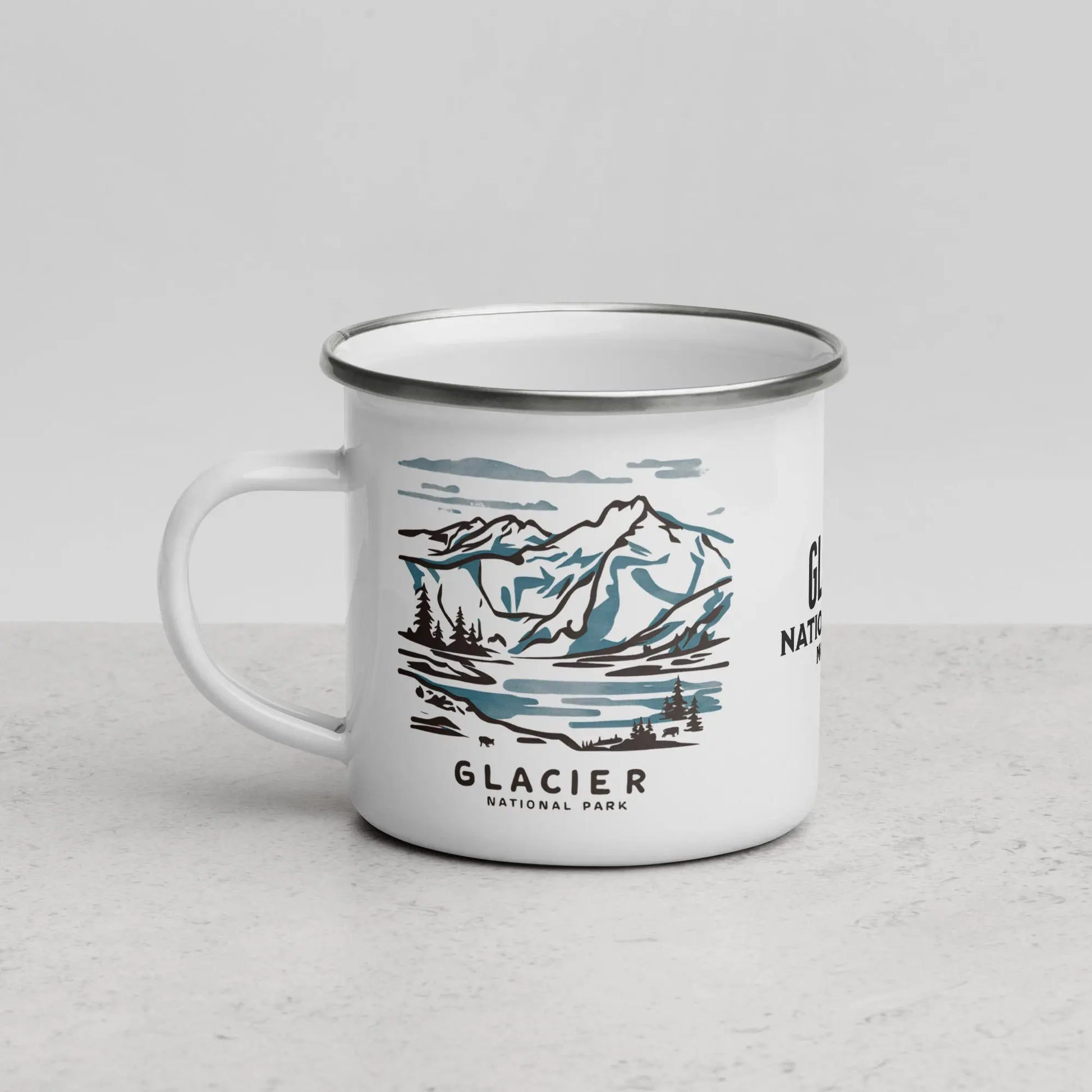 Glacier National Park Watercolor Art Durable Enamel Camp Mug - Park Service Apparel