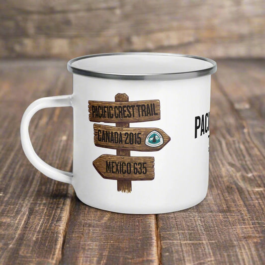 Pacific Crest National Scenic Trail Durable PCT Enamel Mug 12oz Wood Sign Distance Logo Park Service Apparel