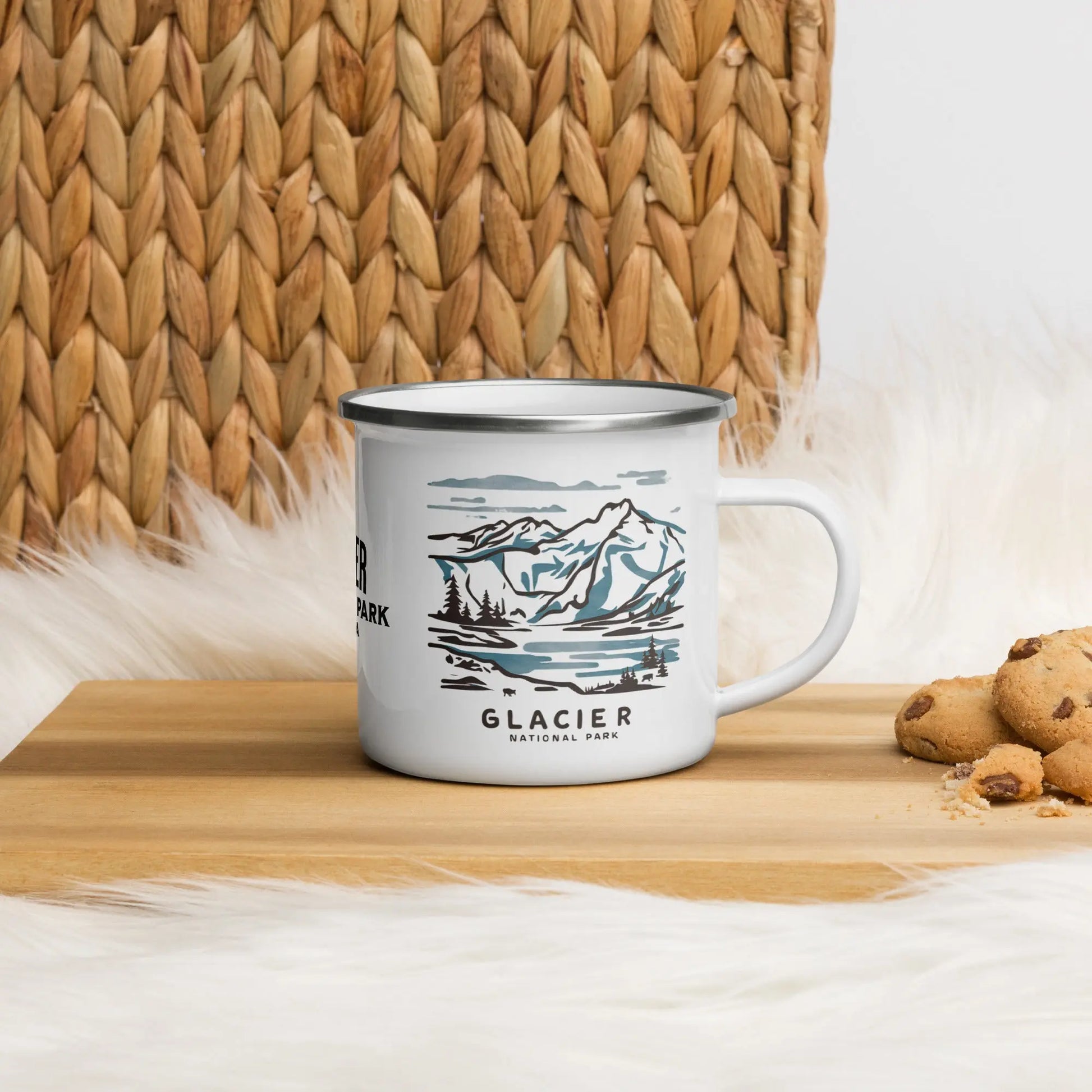 Glacier National Park Watercolor Art Durable Enamel Camp Mug - Park Service Apparel