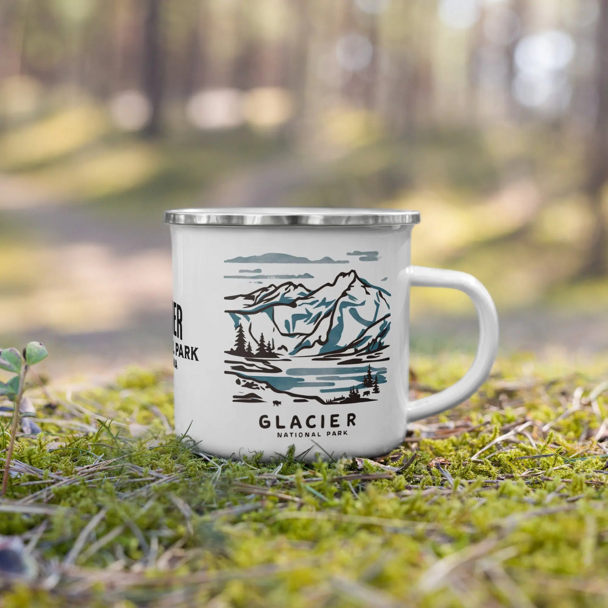 Glacier National Park Watercolor Art Durable Enamel Camp Mug - Park Service Apparel