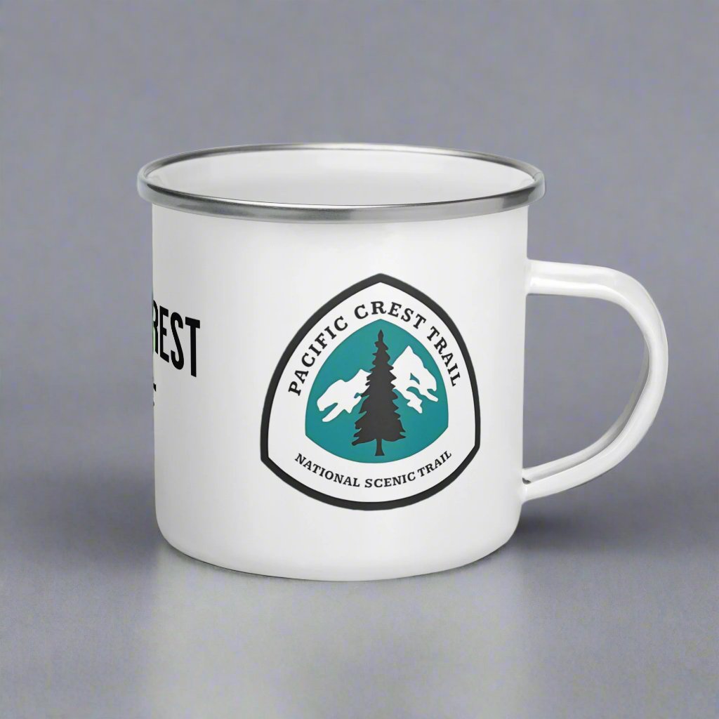 Pacific Crest National Scenic Trail Durable PCT Enamel Mug 12oz Wood Sign Distance Logo Park Service Apparel