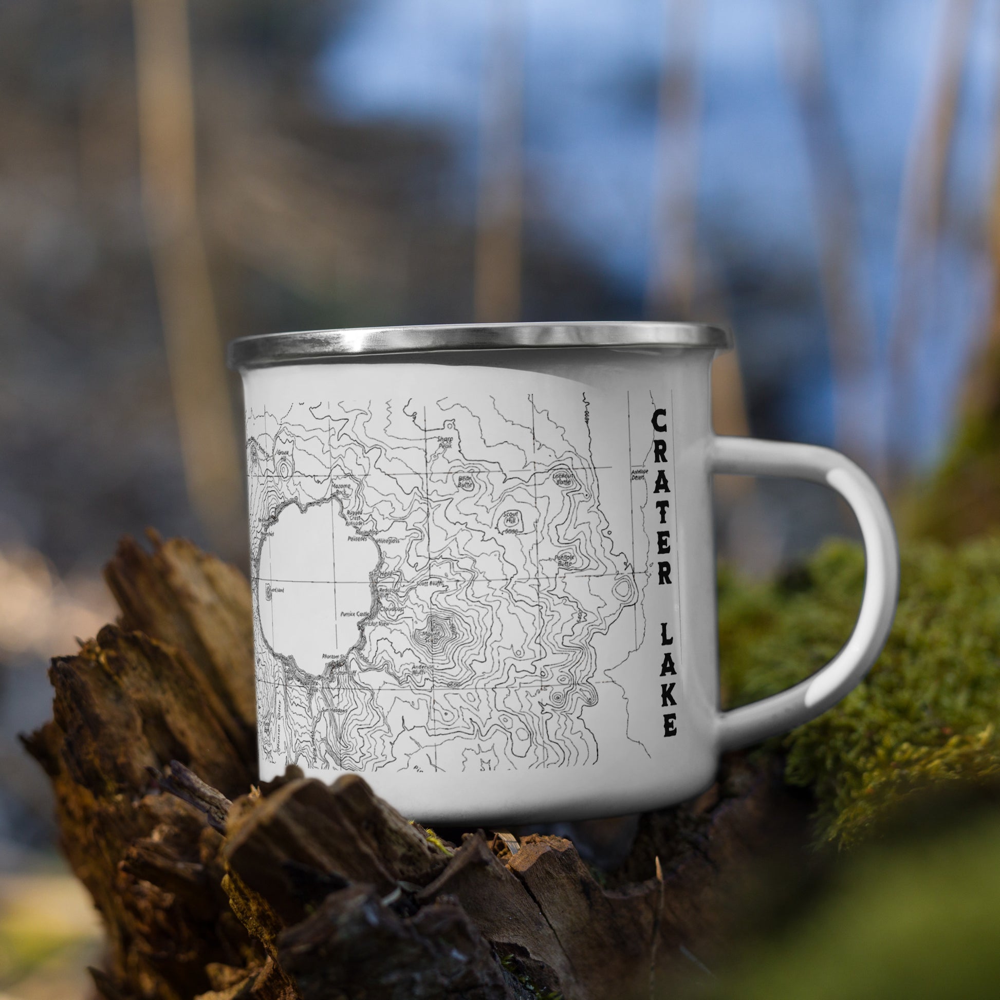 Crater Lake Topographic Durable Enamel Camp Mug Real National Park USGS Map Print Park Service Apparel