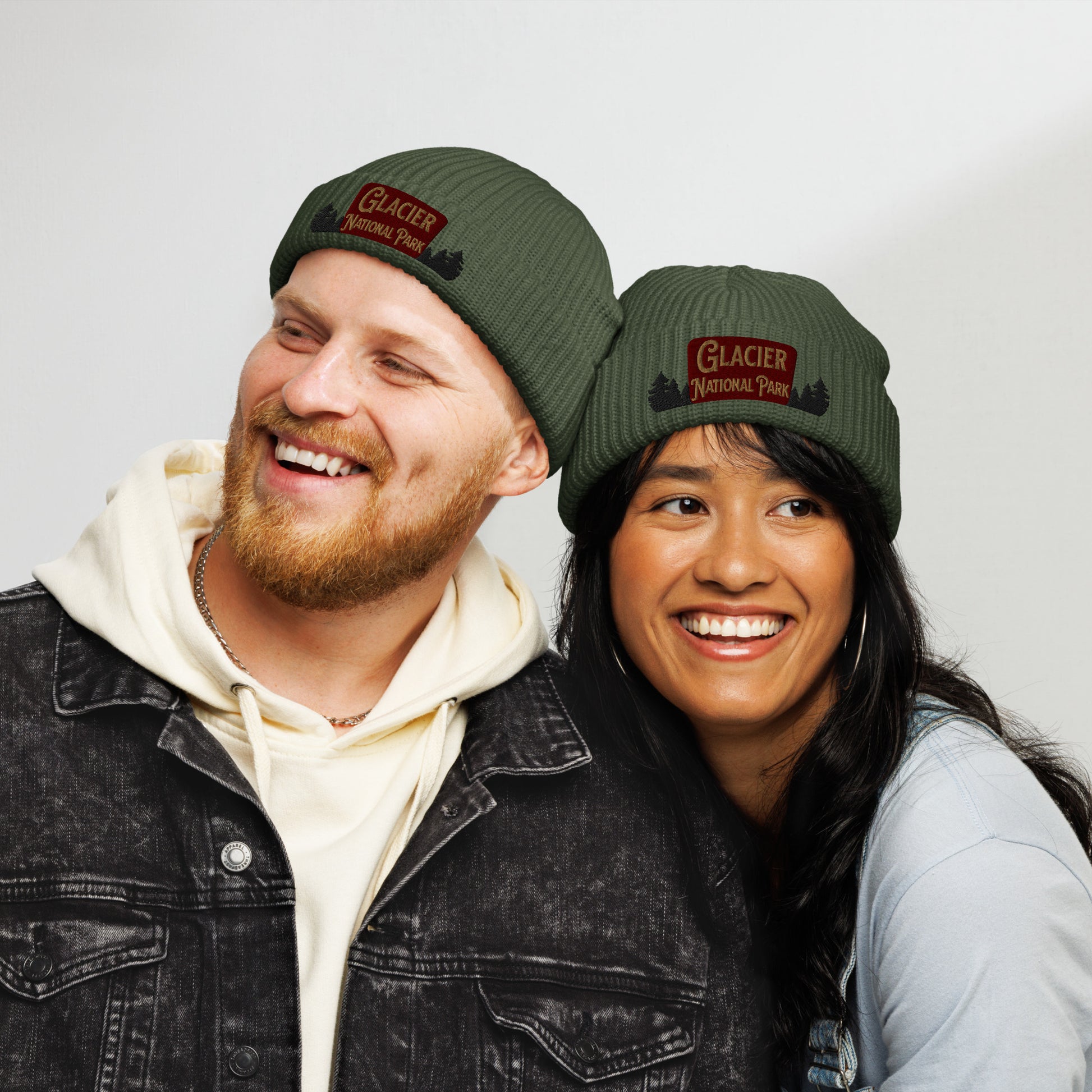 Glacier National Park Sign Embroidered Beanie Fisherman Style Park Service Apparel