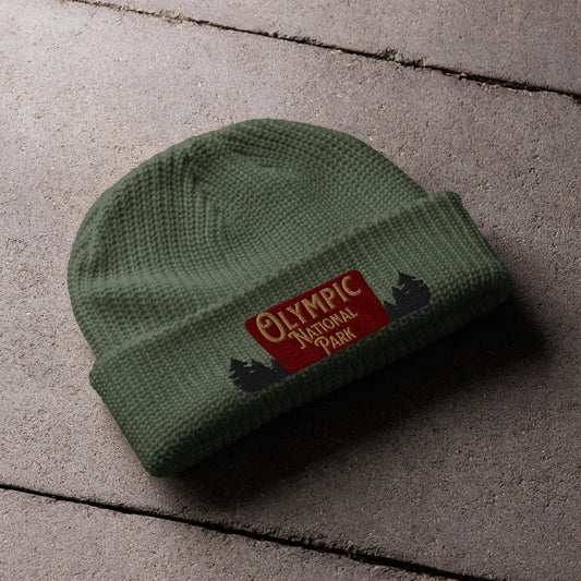 Olympic National Park Sign Embroidered Beanie Winter Hat Park Service Apparel