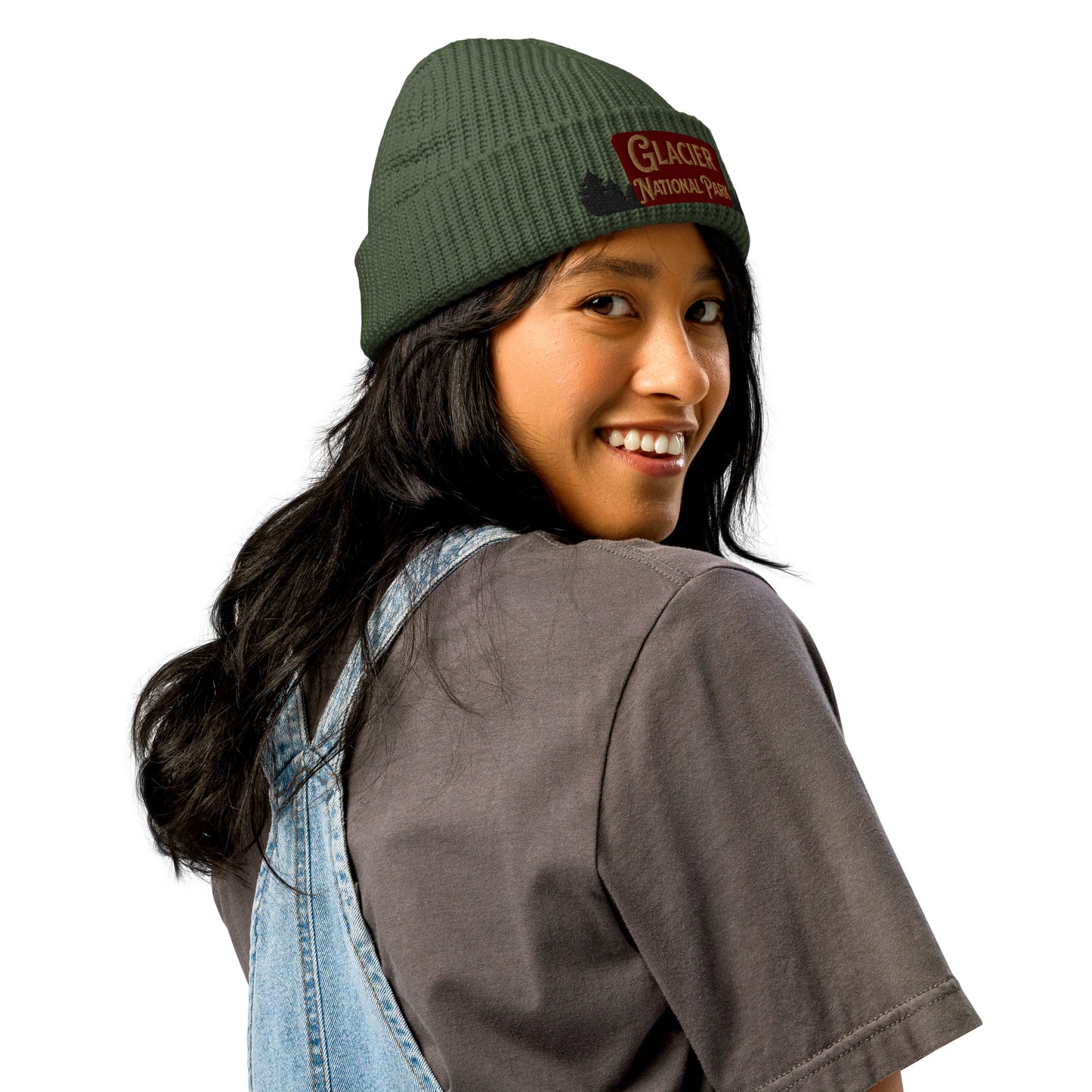 Glacier National Park Sign Embroidered Beanie Fisherman Style Park Service Apparel