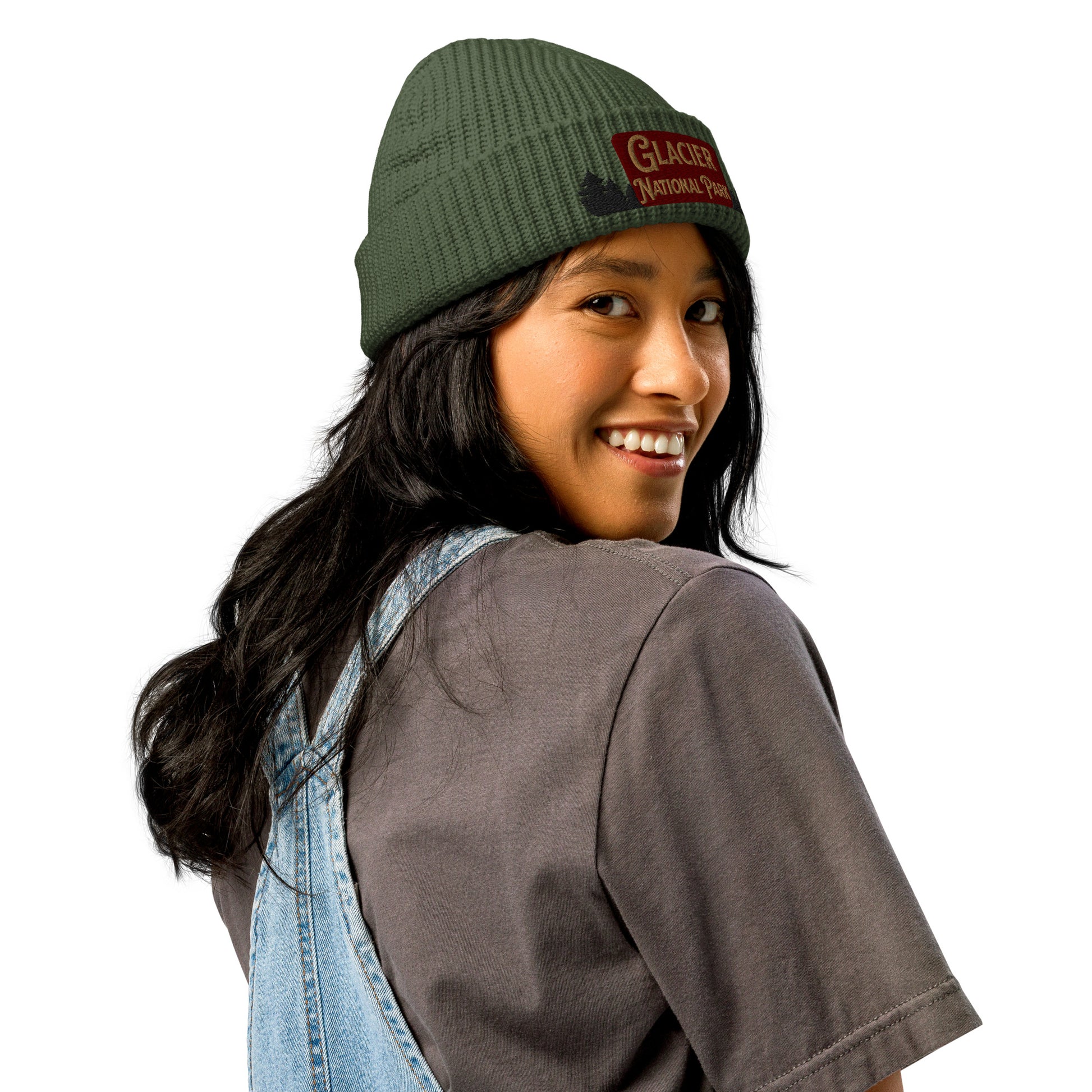 Glacier National Park Sign Embroidered Beanie Fisherman Style Park Service Apparel