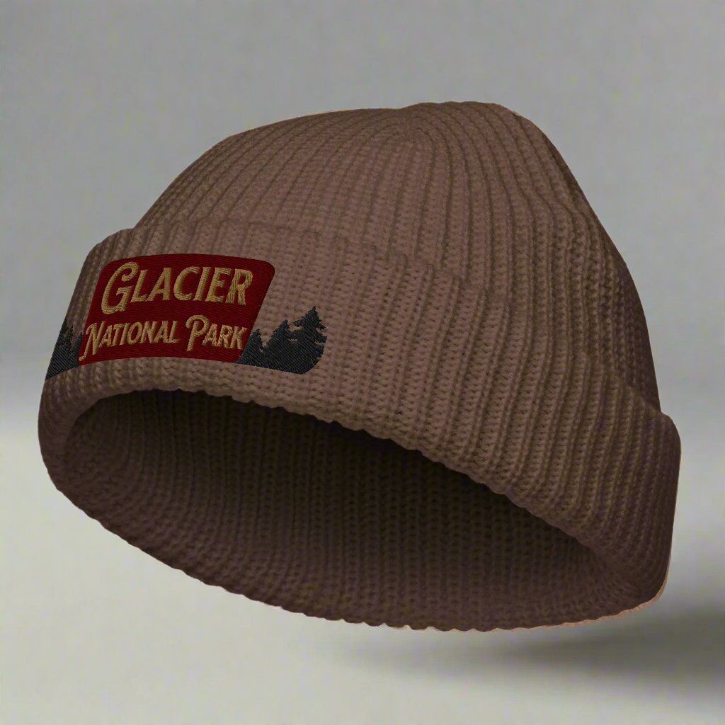 Glacier National Park Sign Embroidered Beanie Fisherman Style Park Service Apparel
