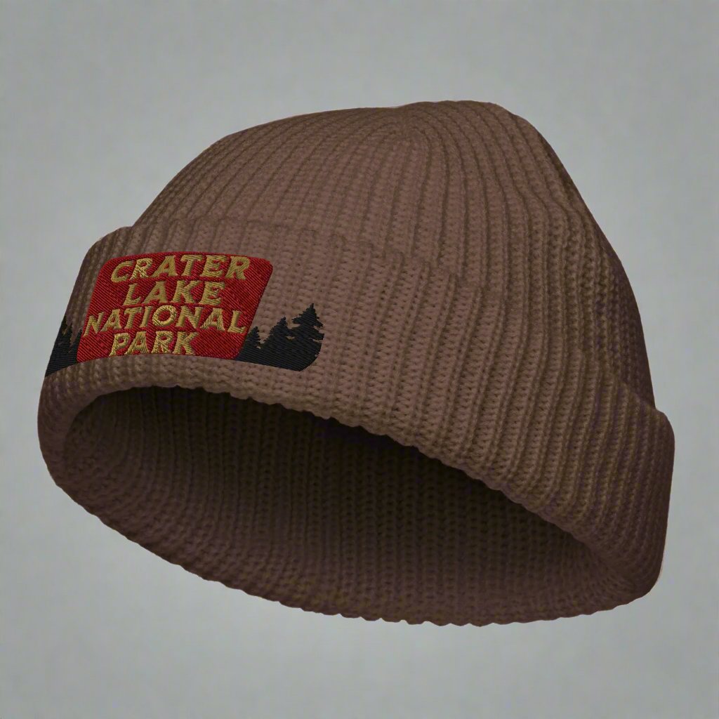 Crater Lake Embroidered National Park Sign Beanie Wharf Fisherman Style Sewn Outdoors Winter Hat Park Service Apparel