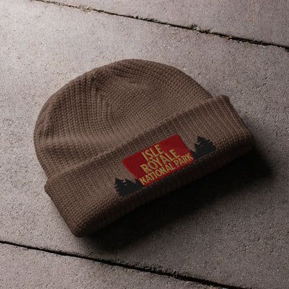 Isle Royale National Park Sign Embroidered Fisherman Style Beanie Park Service Apparel