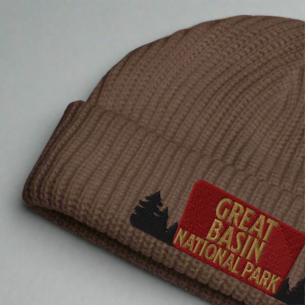 Great Basin National Park Sign Embroidered Wharf Style Beanie Winter Hat Park Service Apparel