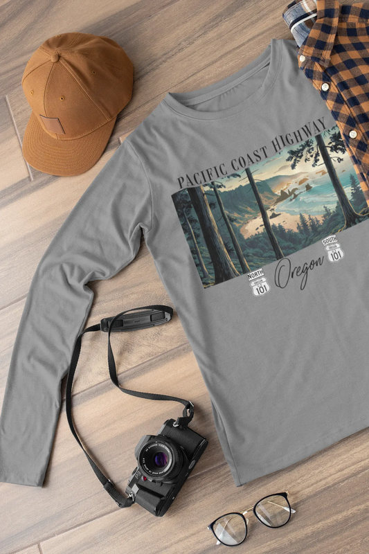 Pacific Coast Highway Oregon Shore Unisex Fit Long Sleeve T-shirt Highway 101 - Park Service Apparel