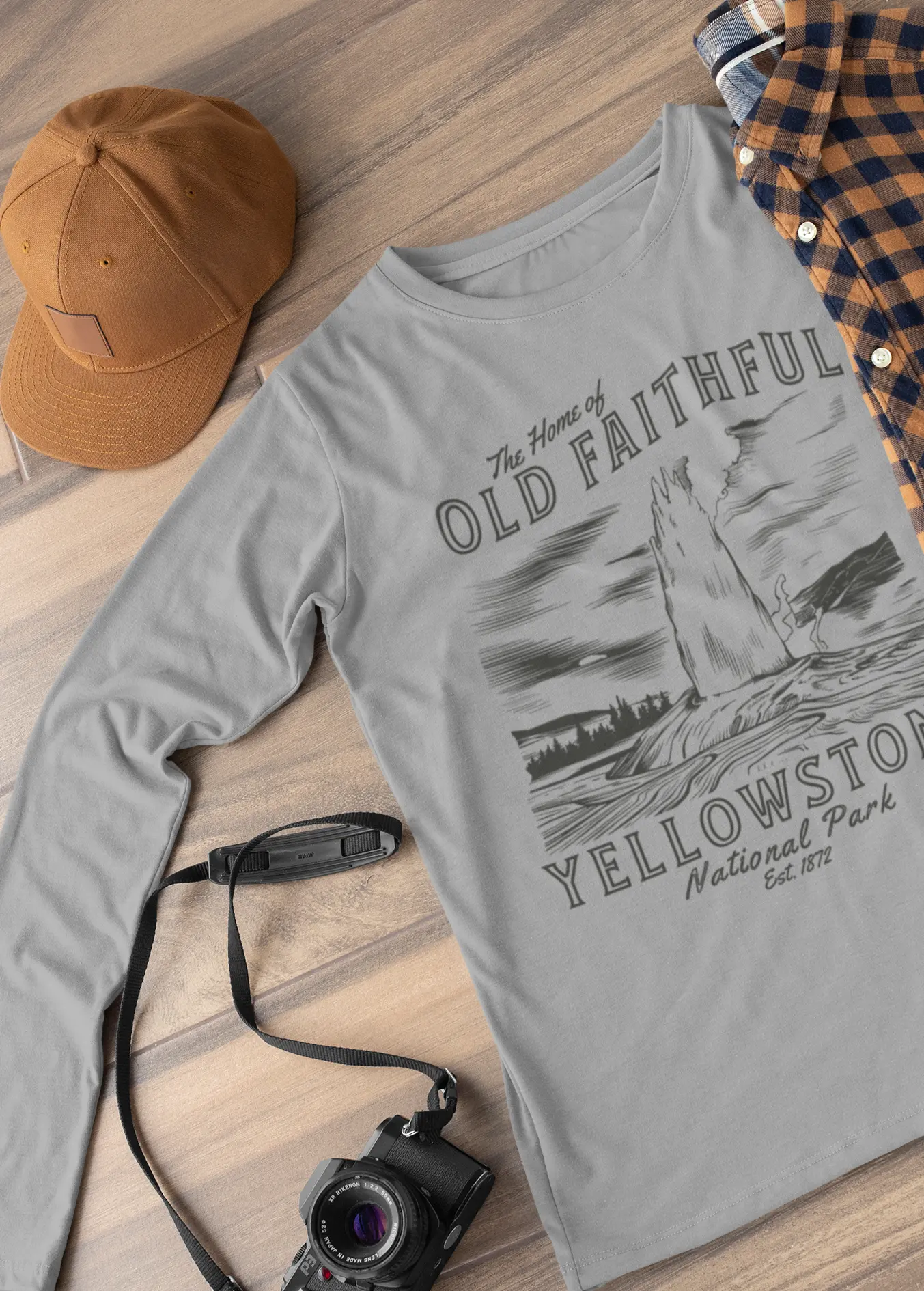 Yellowstone National Park Old Faithful Geyser Unisex Fit Long Sleeve T-shirt - Park Service Apparel