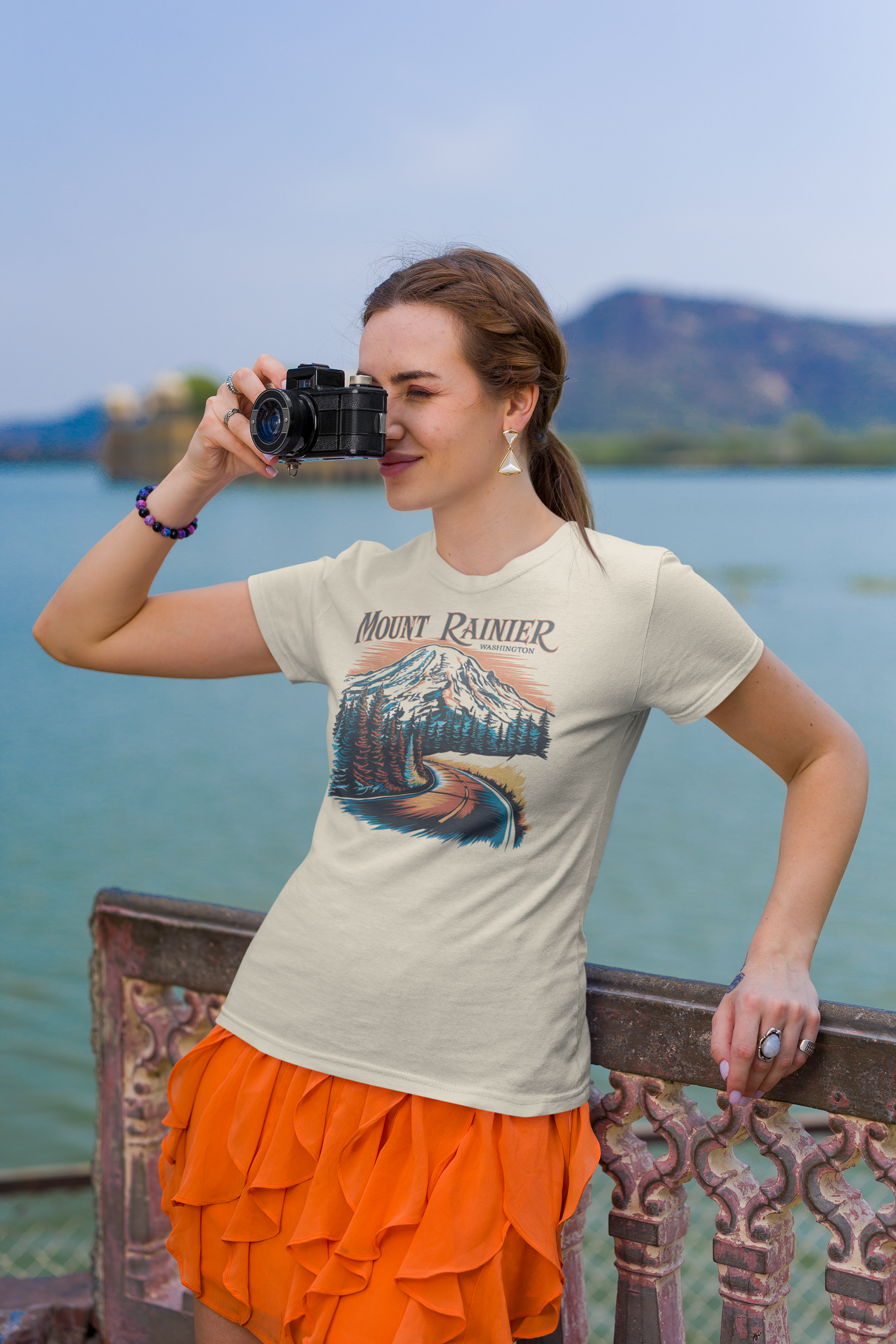 Mount Rainier Washington Unisex Fit Softstyle T-Shirt Printify