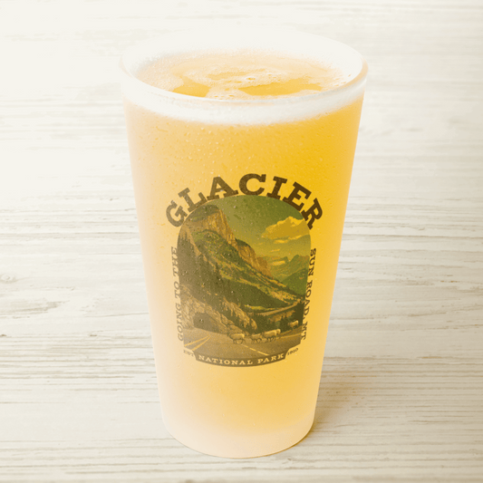 Glacier Going to the sun road Frosted Pint Glass Frosted teelaunch