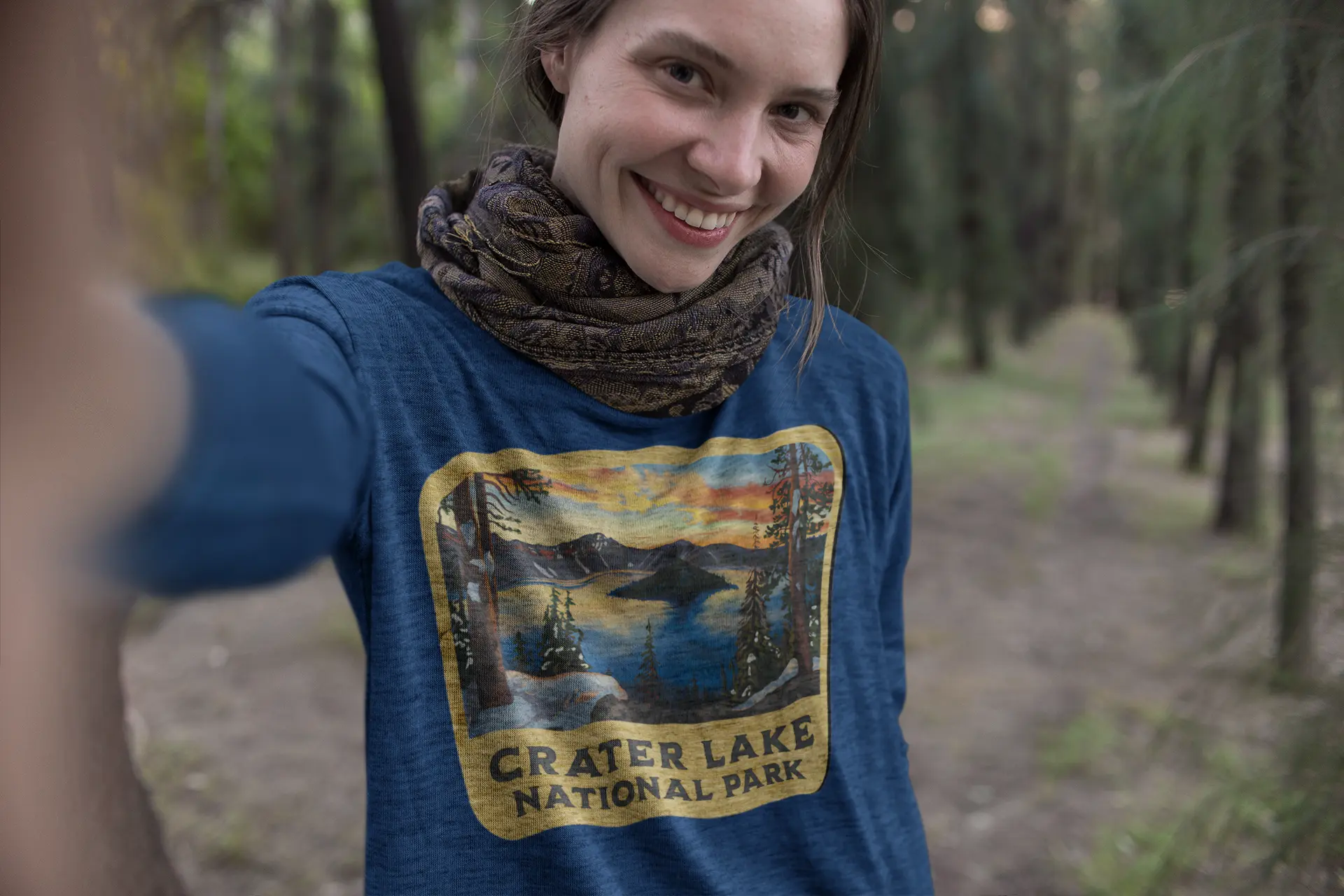 Crater Lake National Park Unisex Fit Long Sleeve T-shirt Wood Sign Graphic - Park Service Apparel