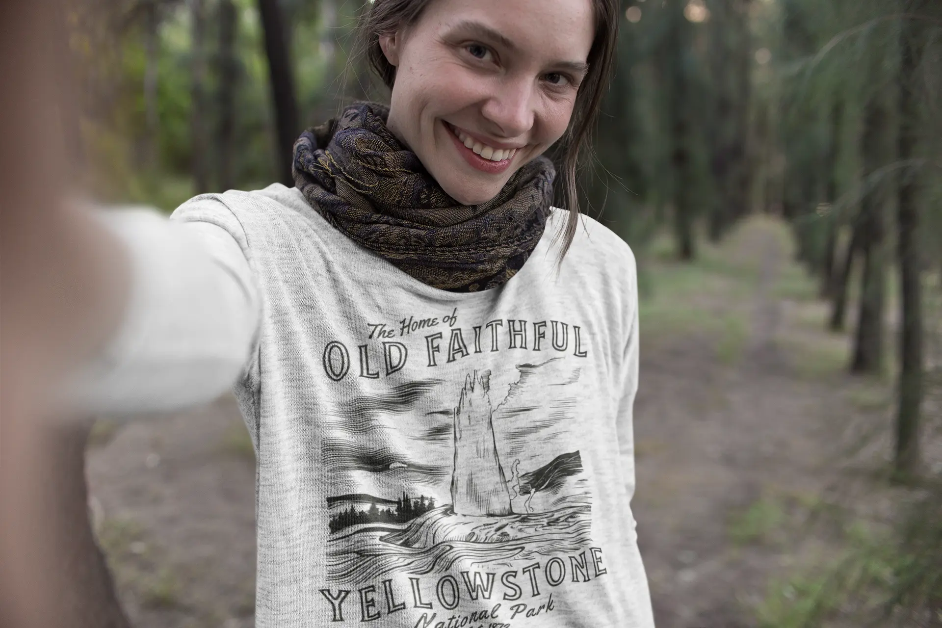 Yellowstone National Park Old Faithful Geyser Unisex Fit Long Sleeve T-shirt - Park Service Apparel