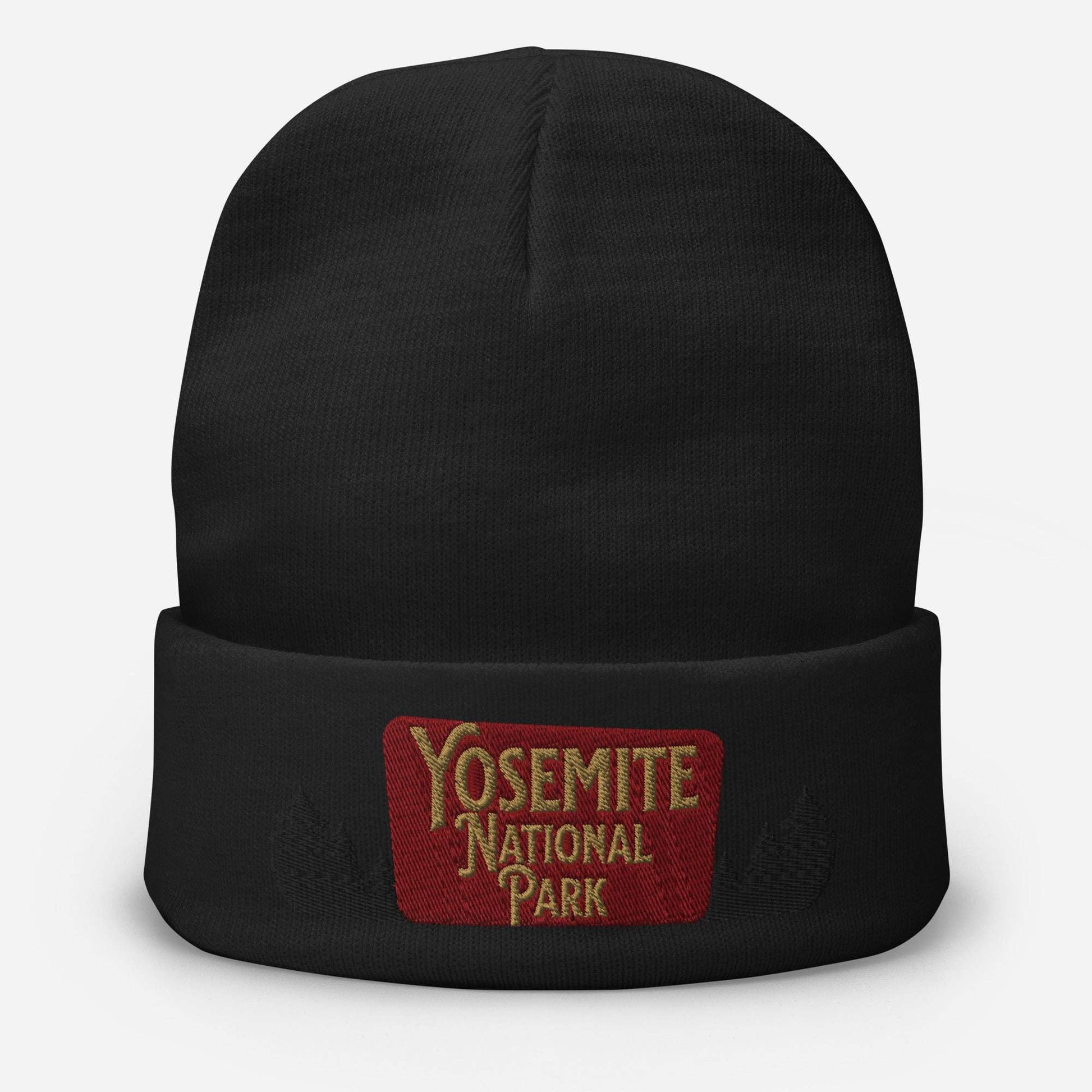 Yosemite National Park Sign Embroidered Beanie Beanie Park Service Apparel Black