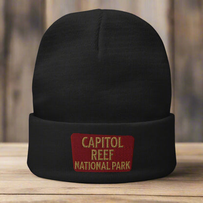 Capitol Reef Embroidered Beanie Beanie Park Service Apparel Black