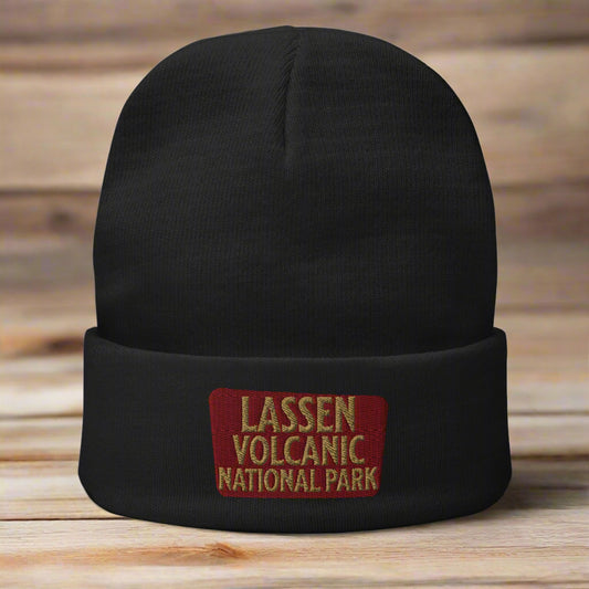 Lassen Volcanic NP Embroidered Beanie Beanie Park Service Apparel Black