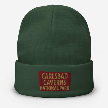 Carlsbad Caverns Embroidered Beanie Beanie Park Service Apparel Dark green