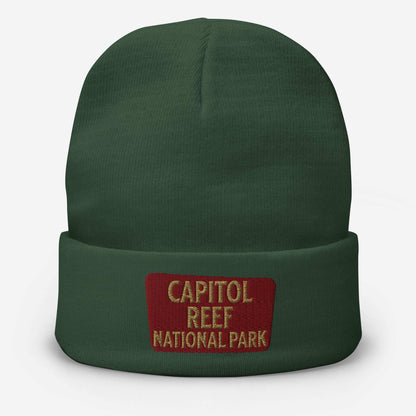 Capitol Reef Embroidered Beanie Beanie Park Service Apparel Dark green