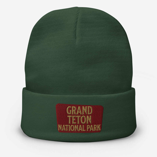 Grand Teton Embroidered Beanie hat Park Service Apparel Dark green