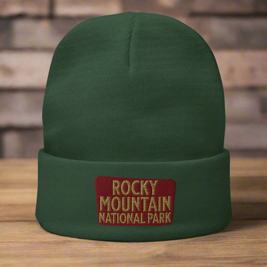 Rocky Mountain Embroidered Beanie Park Service Apparel Dark green