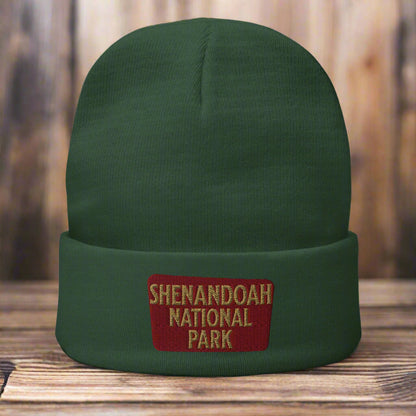 Shenandoah Embroidered Beanie Beanie Park Service Apparel Dark green
