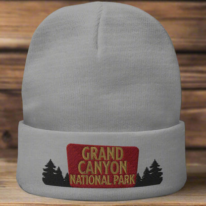 Grand Canyon National Park Sign Embroidered Beanie Beanie Park Service Apparel Gray