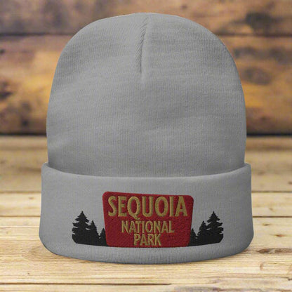 Sequoia National Park Sign Embroidered Beanie Beanie Park Service Apparel Gray