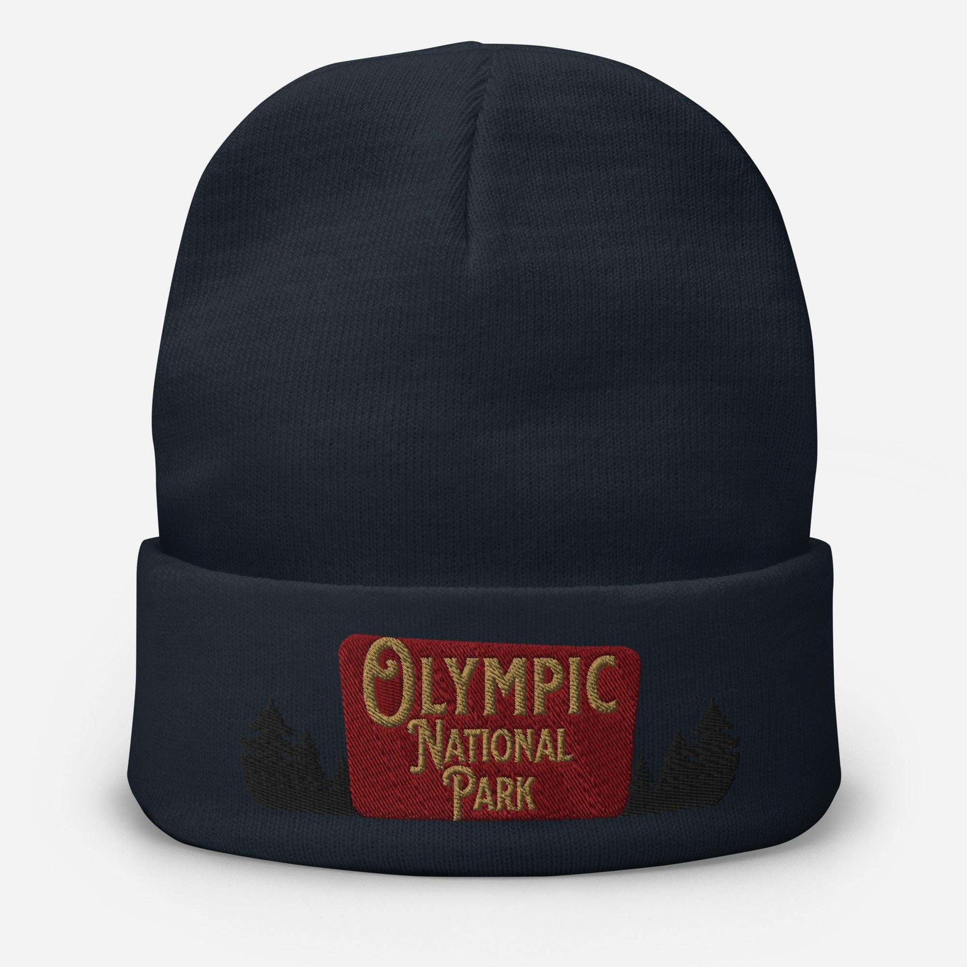 Olympic National Park Sign Embroidered Beanie Beanie Park Service Apparel Navy