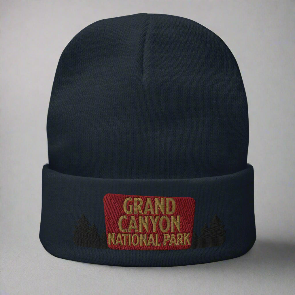 Grand Canyon National Park Sign Embroidered Beanie Beanie Park Service Apparel Navy