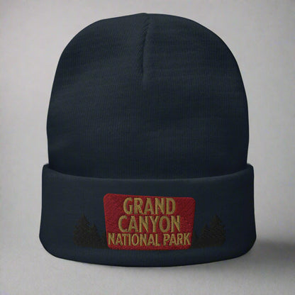 Grand Canyon National Park Sign Embroidered Beanie Beanie Park Service Apparel Navy