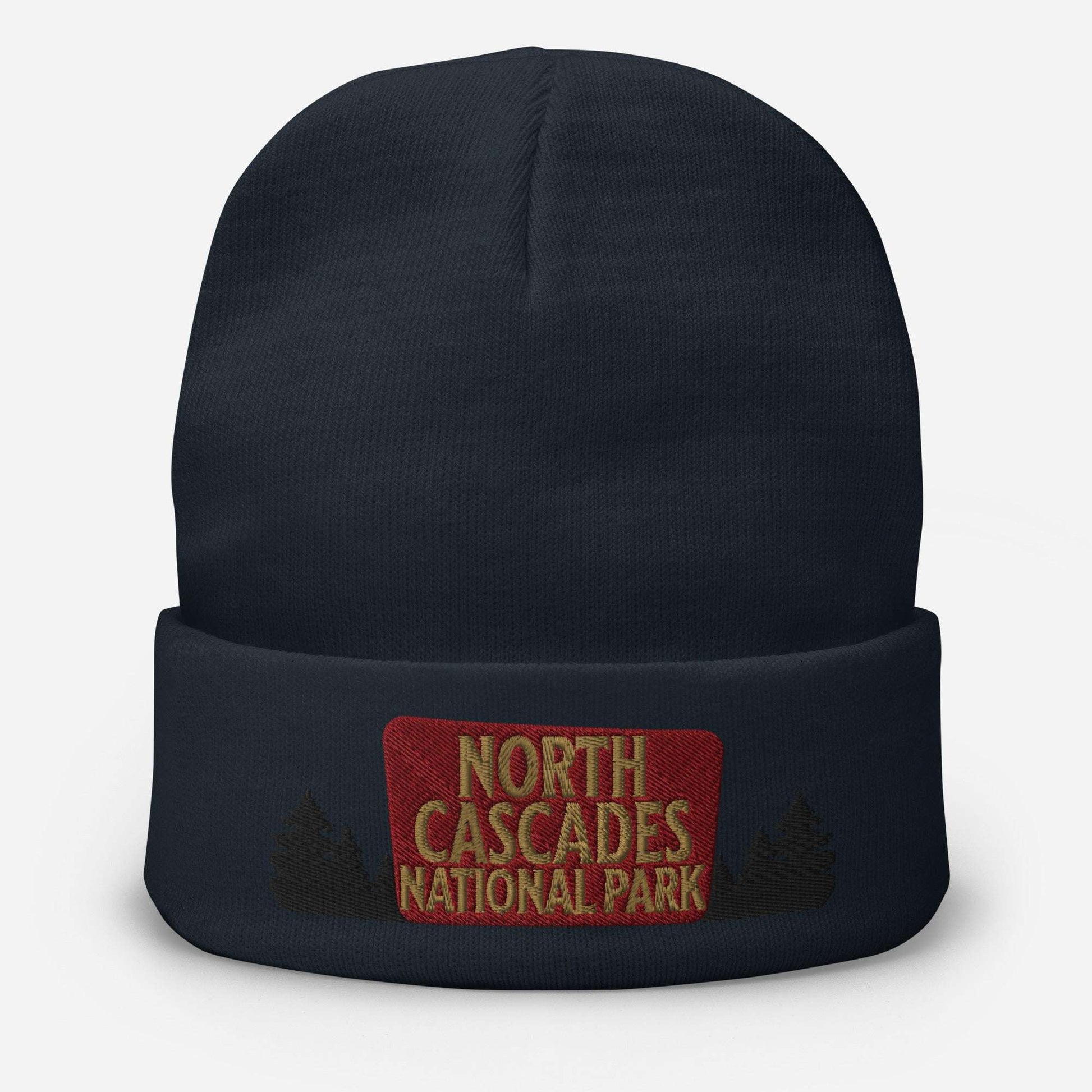 North Cascades National Park Sign Embroidered Beanie Beanie Park Service Apparel Navy