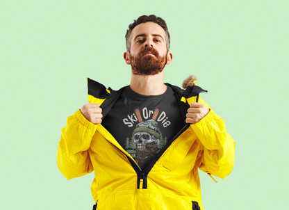 Ski Or Die Unisex Fit Soft T- Shirt Mountain Junkie Skull Tee Printify
