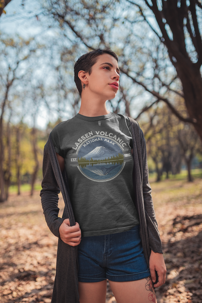 Lassen Volcanic National Park Unisex Fit Soft T- Shirt Reflective Lake Printify