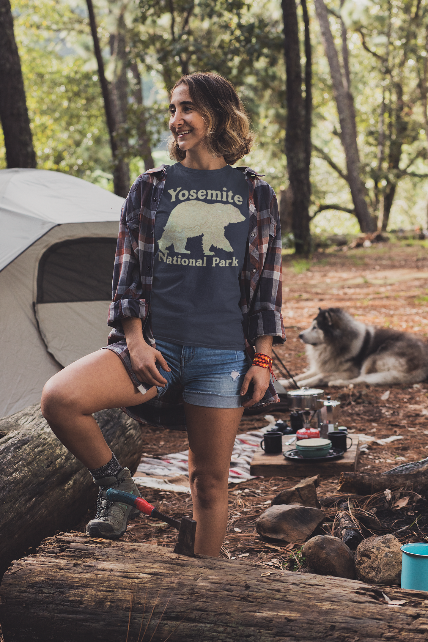 Yosemite National Park  Topographic Map Bear Unisex Fit Soft T-Shirt Printify