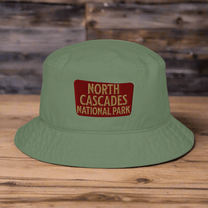 North Cascades National Park Organic Embroidered Bucket Hat Park Service Apparel Moss
