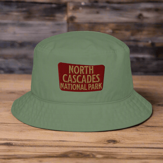 North Cascades National Park Organic Embroidered Bucket Hat Park Service Apparel Moss