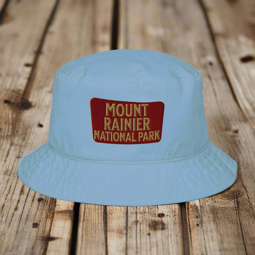 Mount Rainier National Park Sign Organic Bucket Hat hat Park Service Apparel Slate Blue